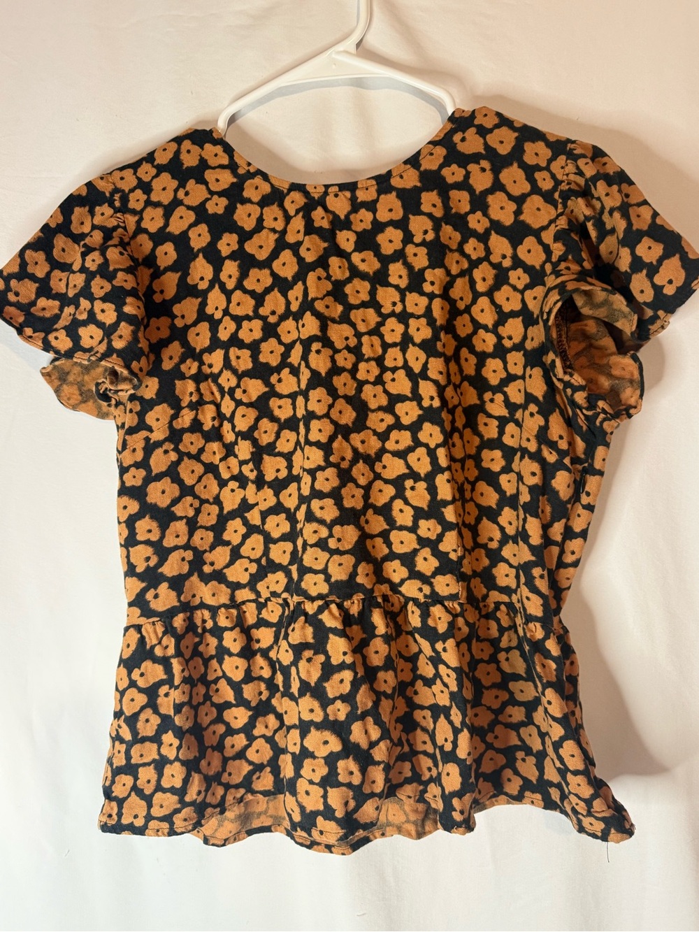 Who What Wear Target Floral Peplum Blouse M Linen Rayon Flutter Sleeve